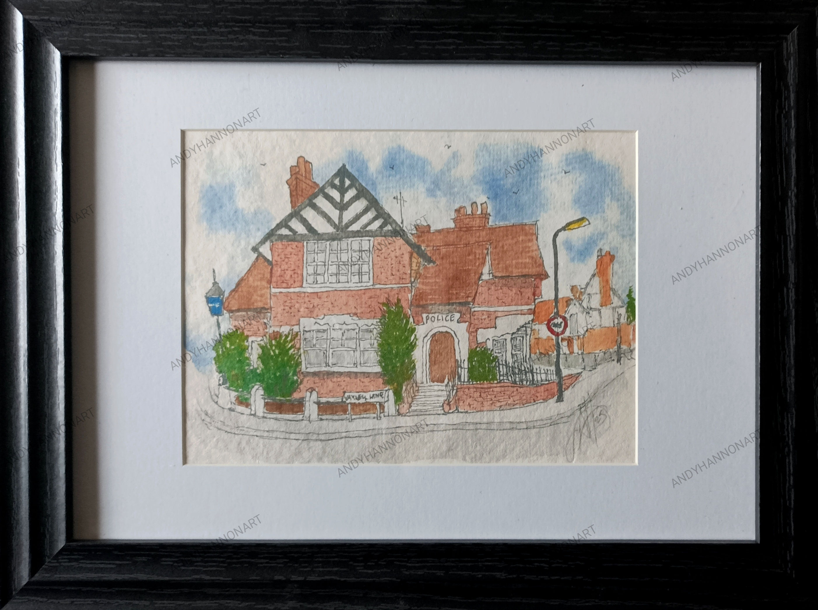 Pinner Police station A5 framed print 