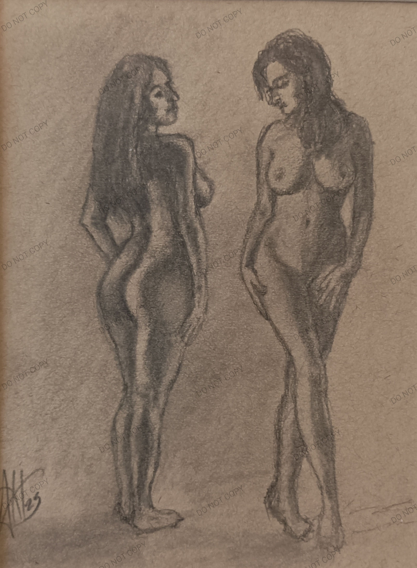 "The Parting Glance" original graphite drawing