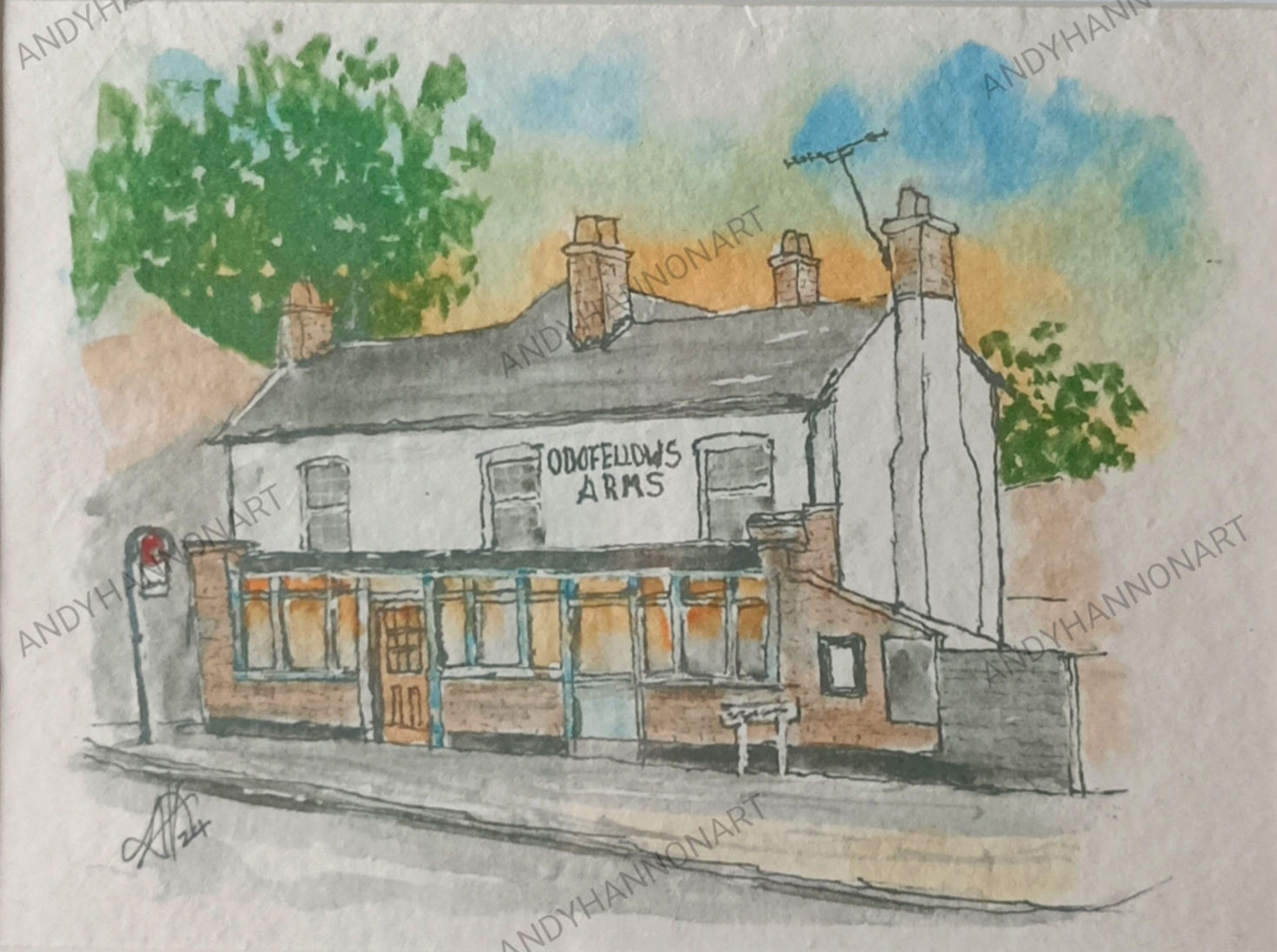 Oddfellows Arms Pinner, A5 framed print