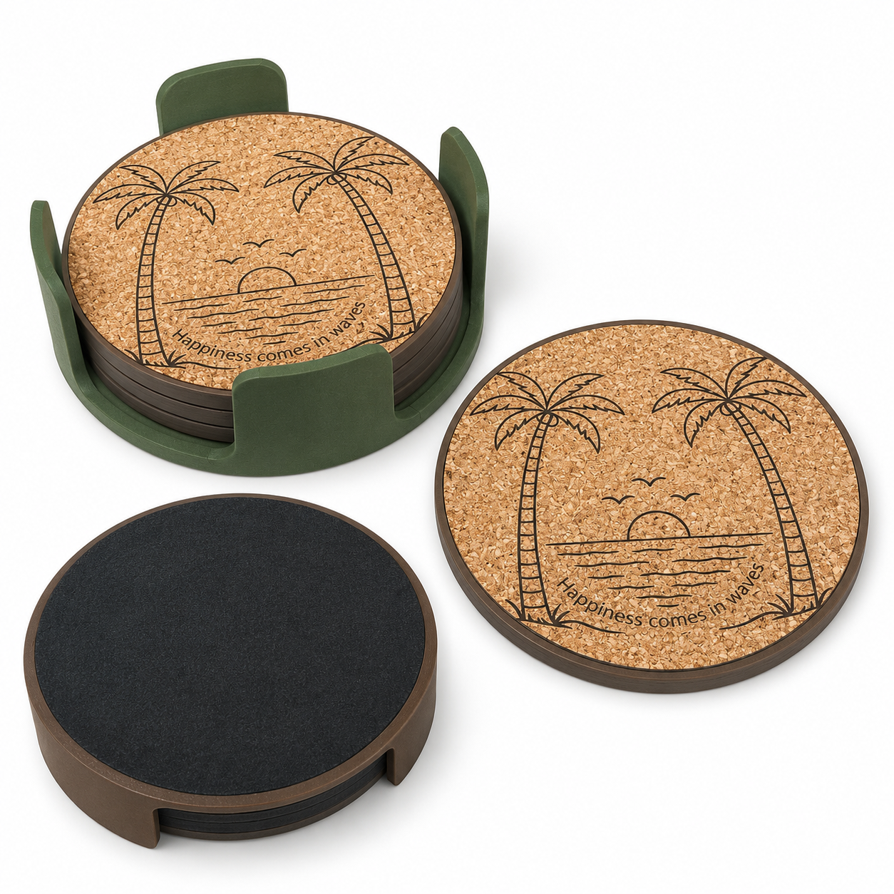 Beach Vibe Cork coasters ( set of 4 )