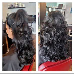 Curly Half Up Style by Kevin master stylist at Fluid3