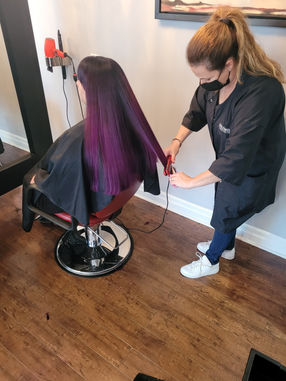 Incredible deep purple hair by Lucy at Fluid3
