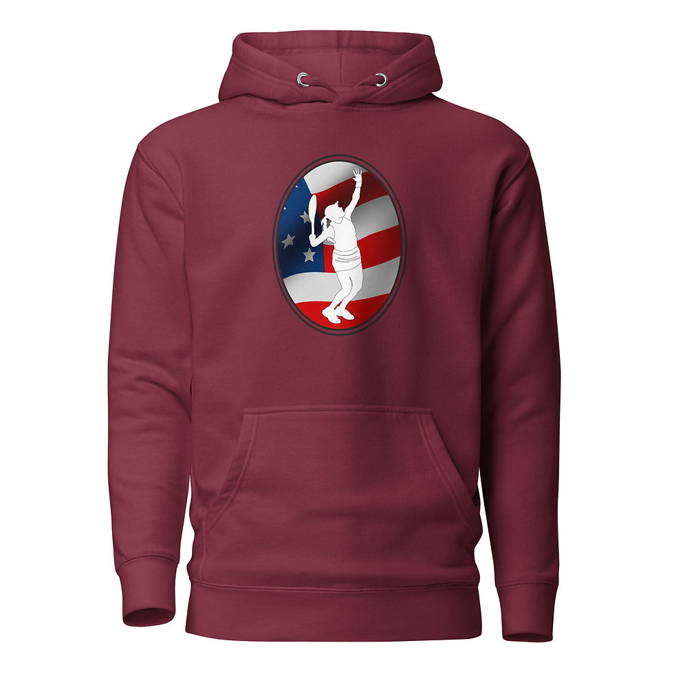 Thumbnail: Jessica Pegula Tennis US Flag Racquet Silhouette Unisex Hoodie