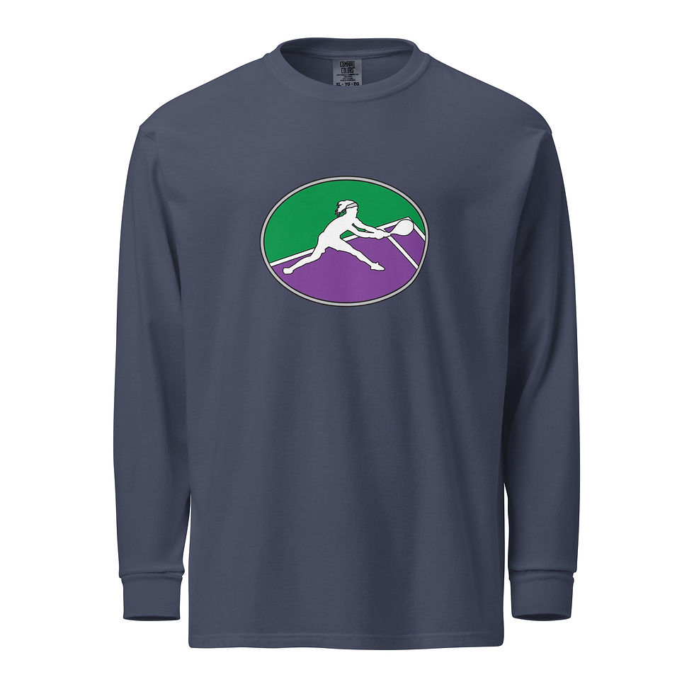Thumbnail: Tennis Player Backhand Slide Hard Court Silhouette Heavyweight Long Sleeve Shirt