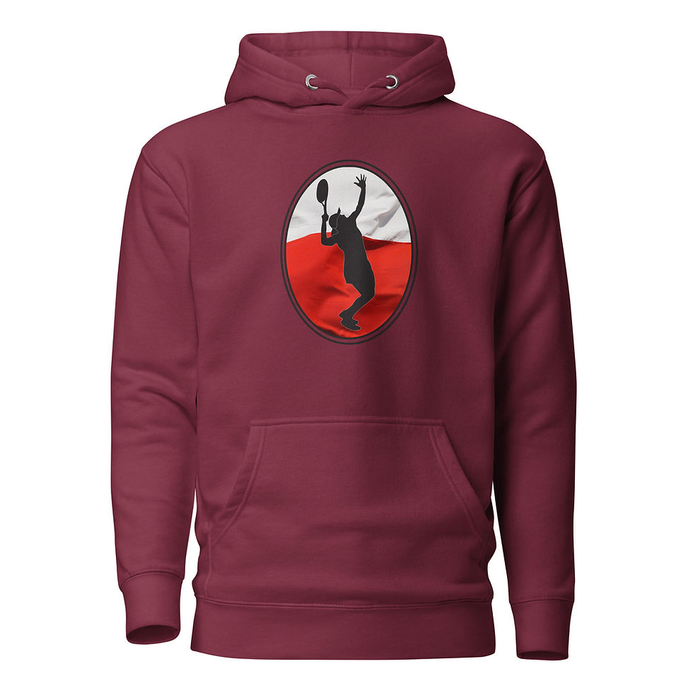 Thumbnail: Iga Swiatek Tennis Serve Poland Flag Racquet Silhouette Unisex Hoodie