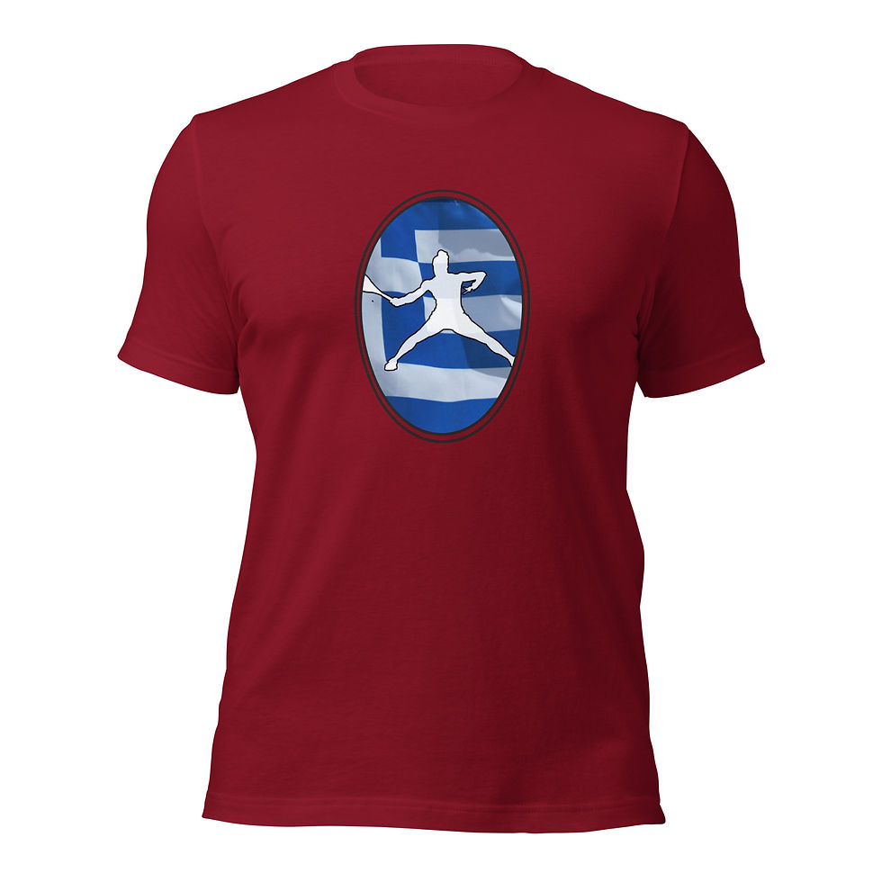 Thumbnail: Maria Sakkari Tennis Greece Flag Racquet Silhouette Cotton Short Sleeve Shirt