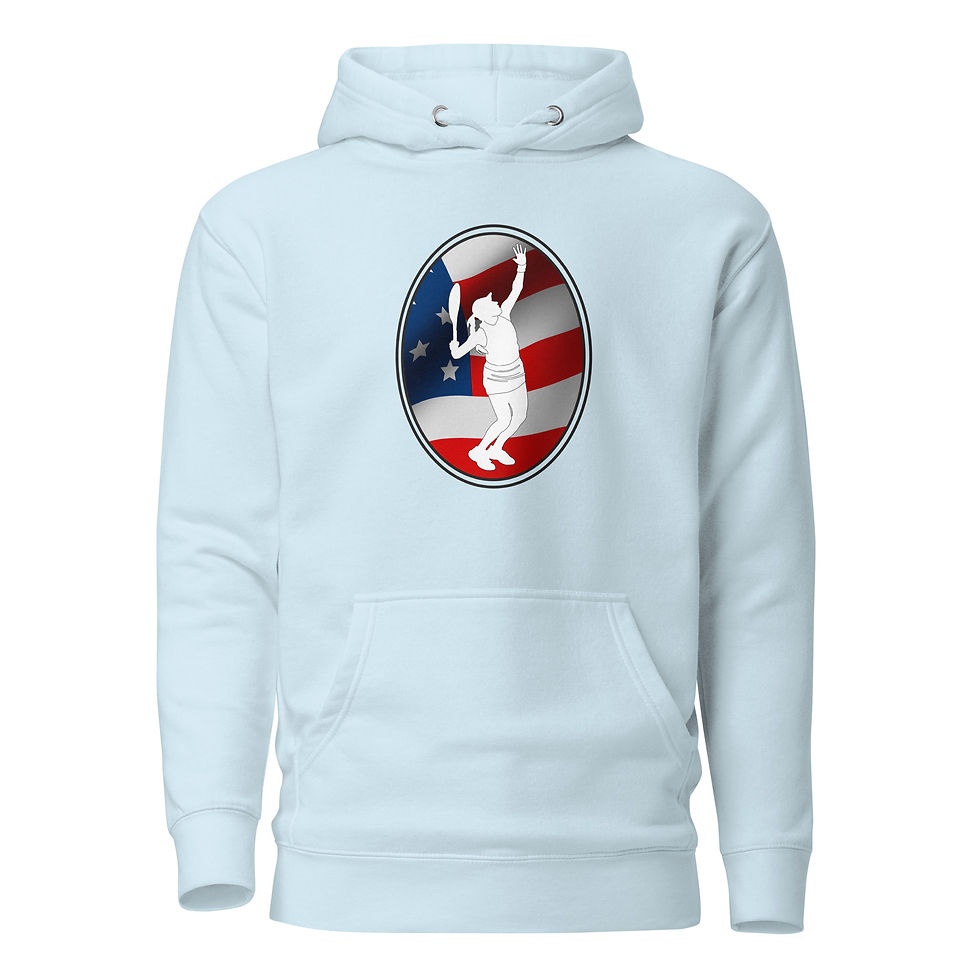 Thumbnail: Jessica Pegula Tennis US Flag Racquet Silhouette Unisex Hoodie