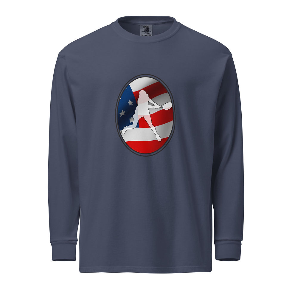Thumbnail: Coco Gauff Tennis United States Flag Silhouette Heavyweight Long Sleeve Shirt