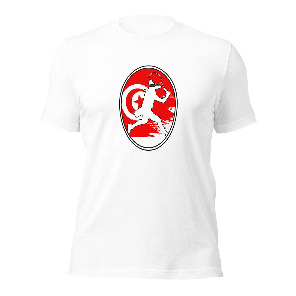 Thumbnail: Ons Jabeur Tennis Tunisia Flag Racquet Silhouette Cotton Short Sleeve Shirt