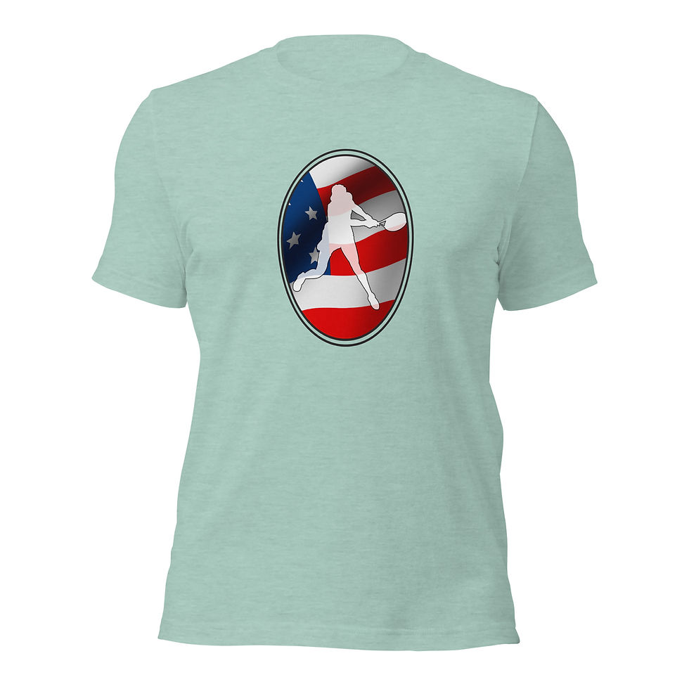Thumbnail: Coco Gauff Tennis US Flag Racquet Silhouette Unisex Cotton Short Sleeve Shirt
