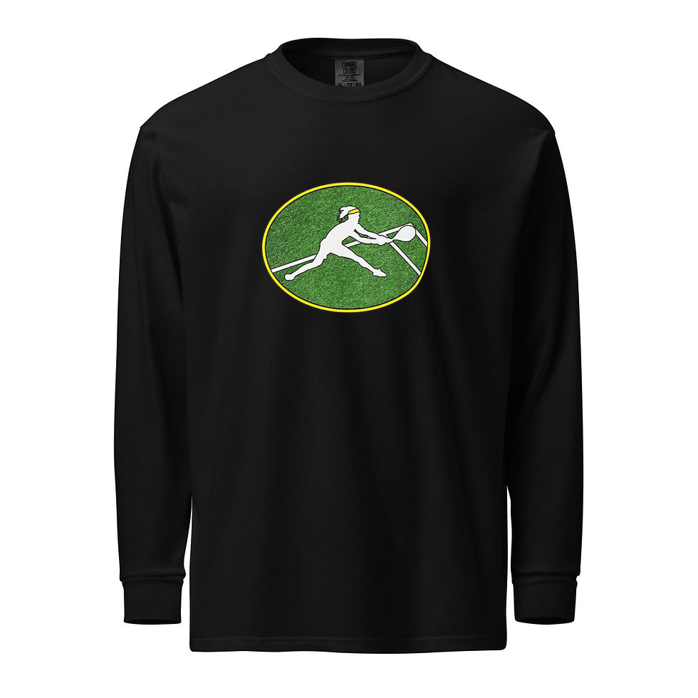 Thumbnail: Tennis Player Backhand Grass Court Silhouette Heavyweight Long Sleeve Shirt