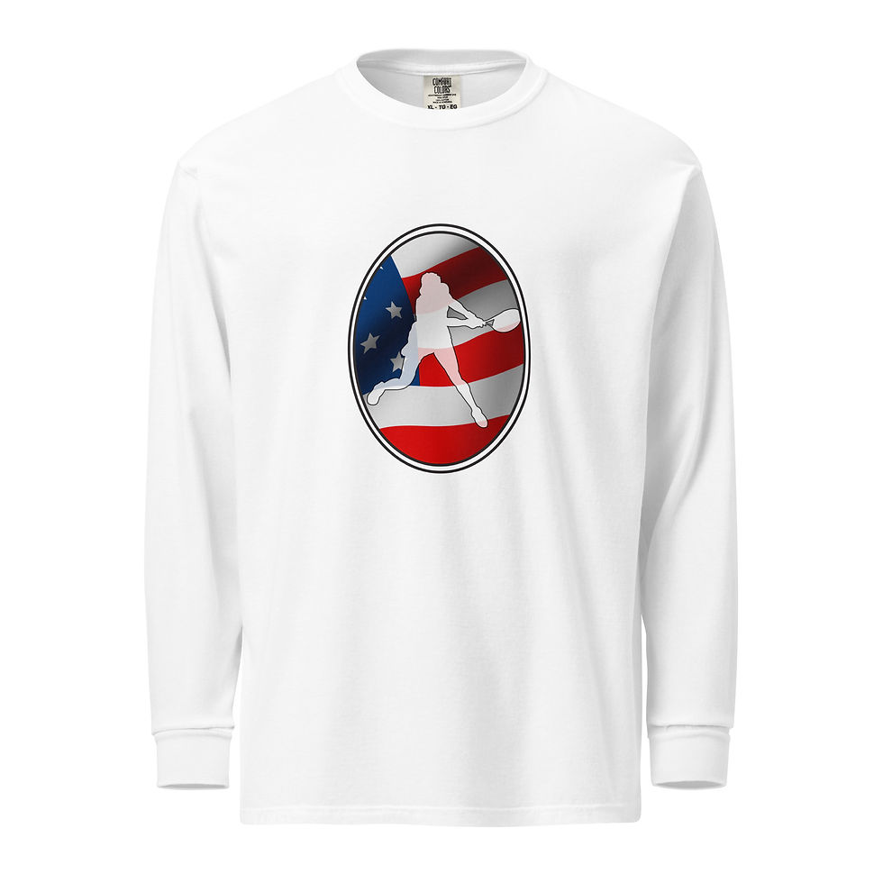 Thumbnail: Coco Gauff Tennis United States Flag Silhouette Heavyweight Long Sleeve Shirt