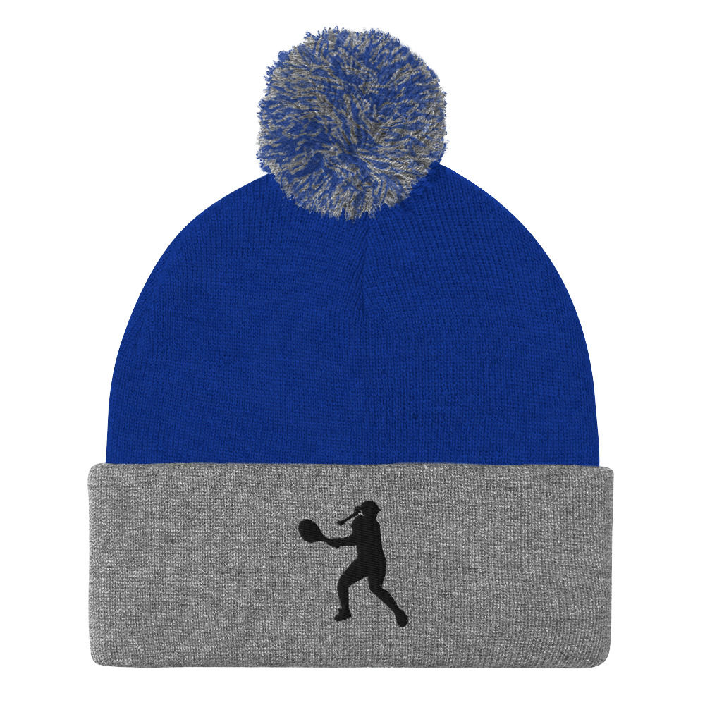Alexandra Eala Tennis Black Silhouette Pom-Pom Beanie