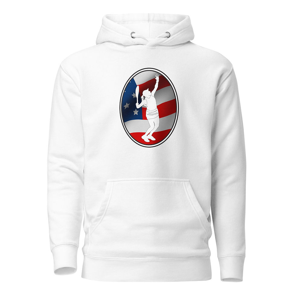 Thumbnail: Jessica Pegula Tennis US Flag Racquet Silhouette Unisex Hoodie