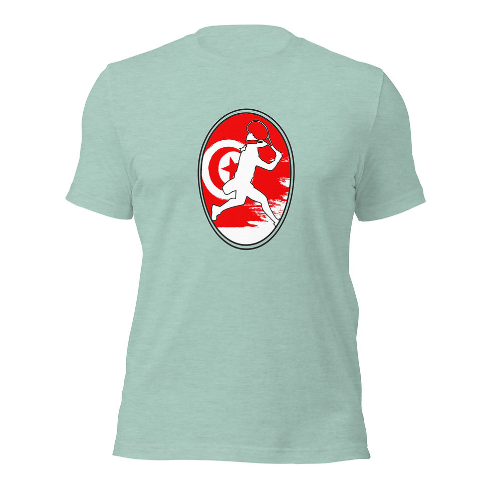 Thumbnail: Ons Jabeur Tennis Tunisia Flag Racquet Silhouette Cotton Short Sleeve Shirt