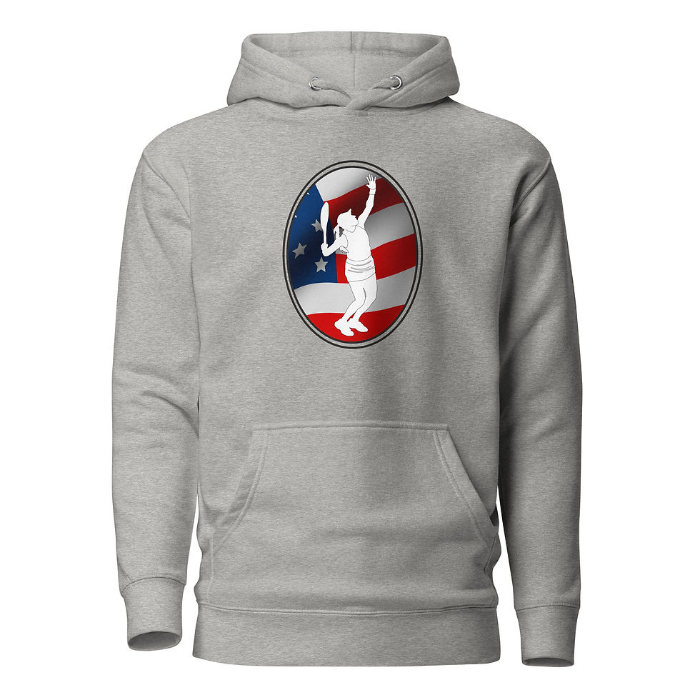 Thumbnail: Jessica Pegula Tennis US Flag Racquet Silhouette Unisex Hoodie