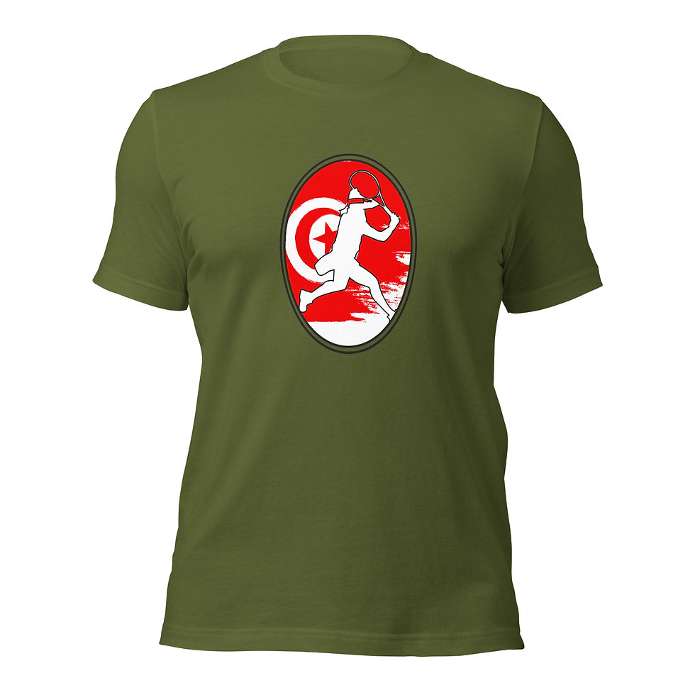 Thumbnail: Ons Jabeur Tennis Tunisia Flag Racquet Silhouette Cotton Short Sleeve Shirt