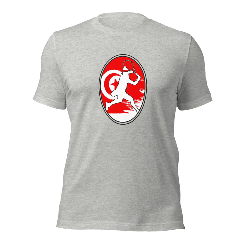 Thumbnail: Ons Jabeur Tennis Tunisia Flag Racquet Silhouette Cotton Short Sleeve Shirt
