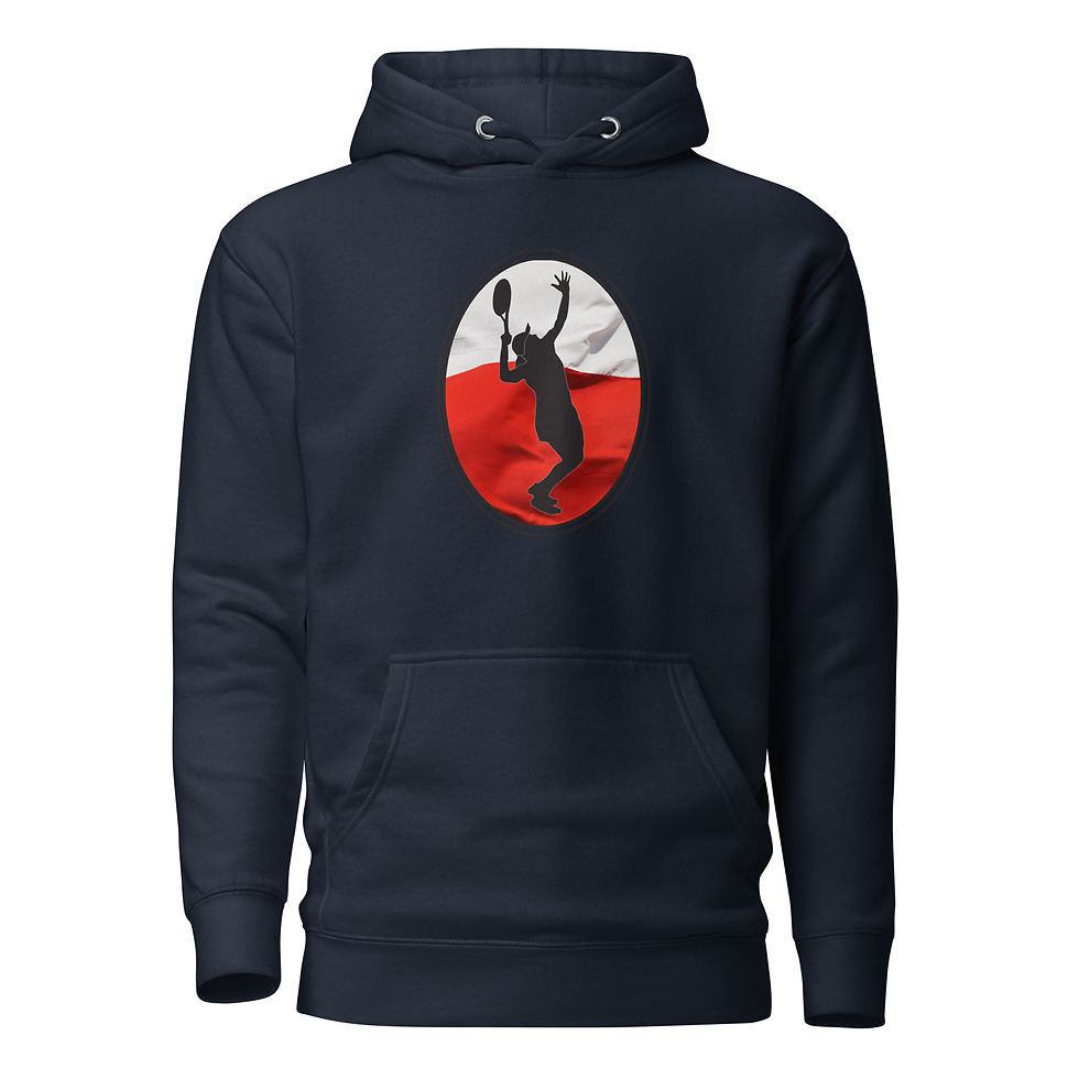 Thumbnail: Iga Swiatek Tennis Serve Poland Flag Racquet Silhouette Unisex Hoodie