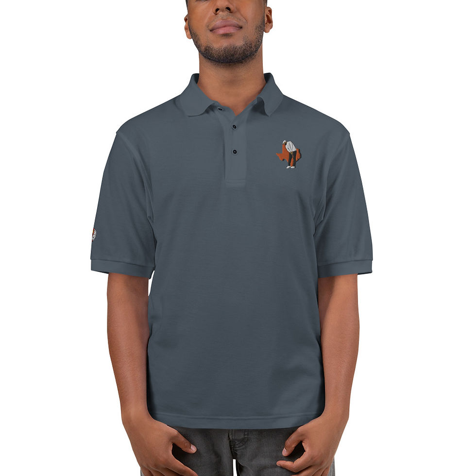 Thumbnail: Scottie Scheffler Golf Silhouette & Texas State Men's Premium Polo Shirt