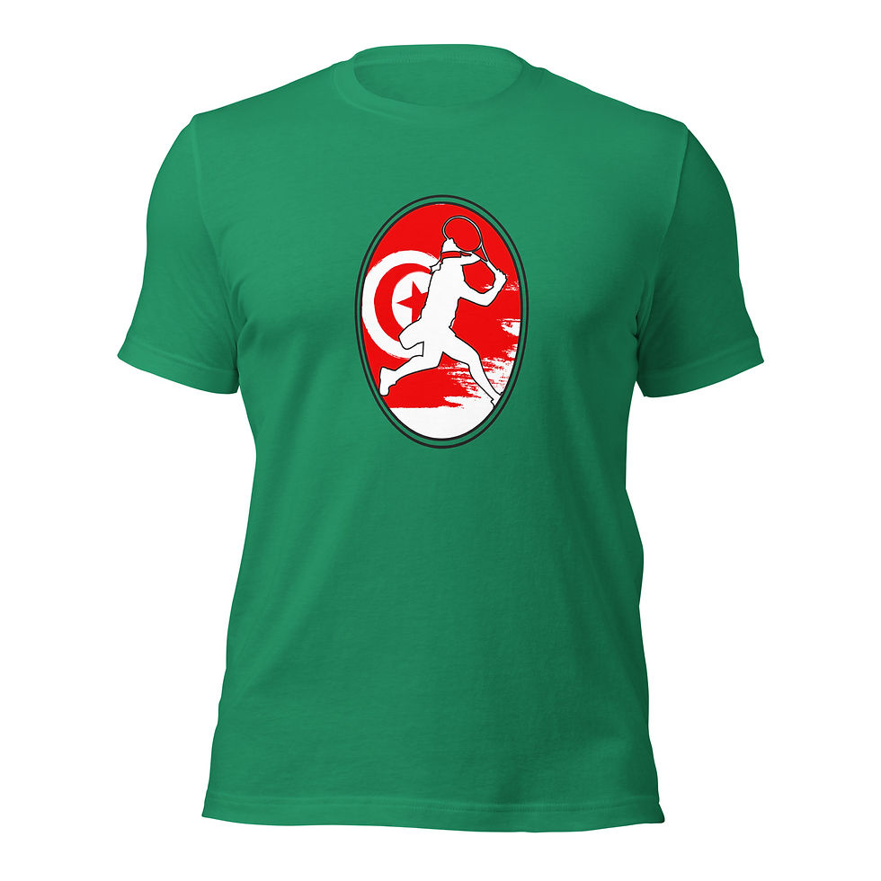 Thumbnail: Ons Jabeur Tennis Tunisia Flag Racquet Silhouette Cotton Short Sleeve Shirt