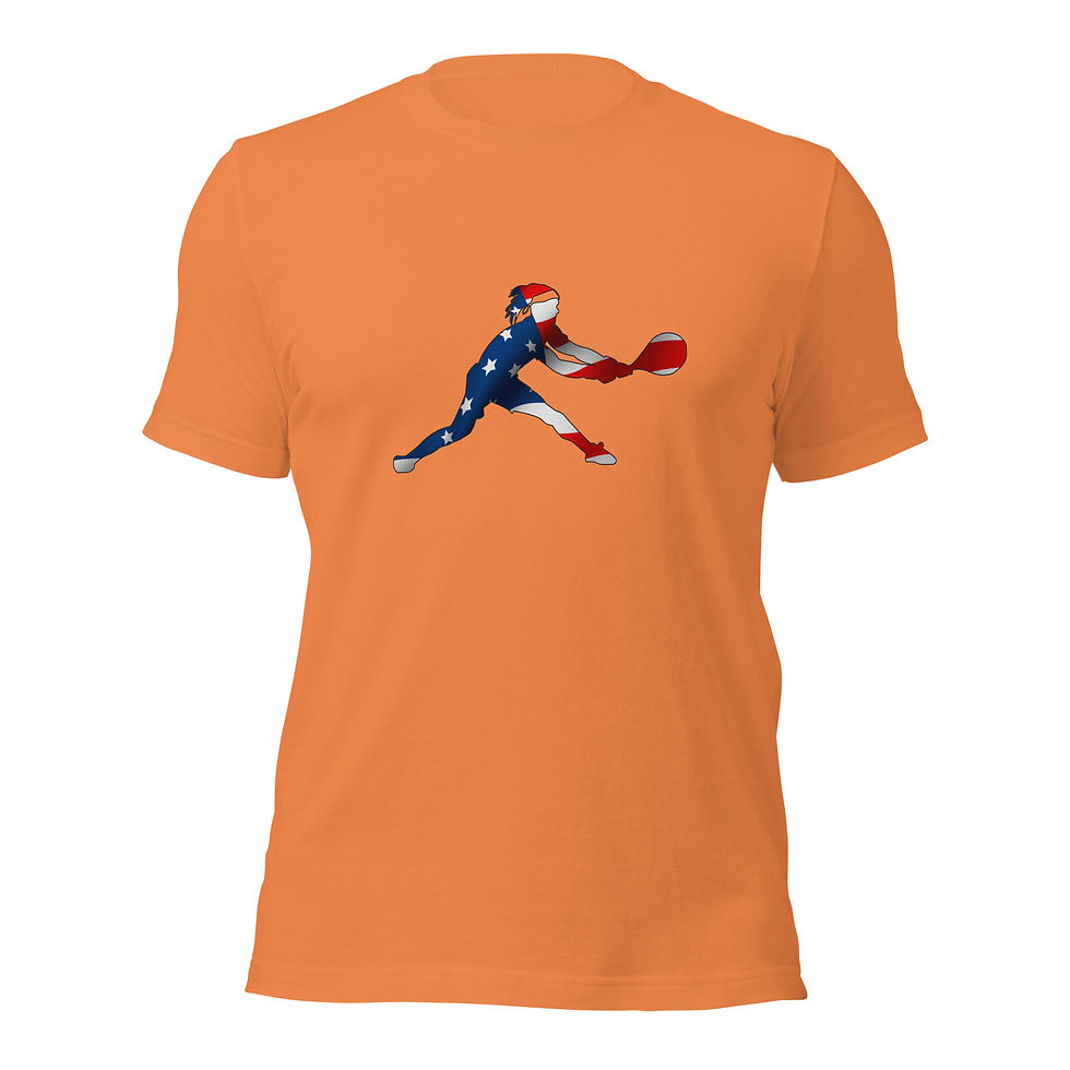 Thumbnail: Tennis Player Slide US Flag Silhouette Unisex Cotton Short Sleeve Shirt