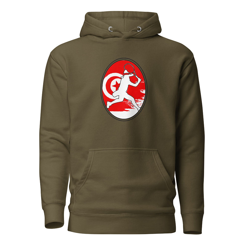 Thumbnail: Ons Jabeur Tennis Tunisia Flag Racquet Silhouette Unisex Hoodie