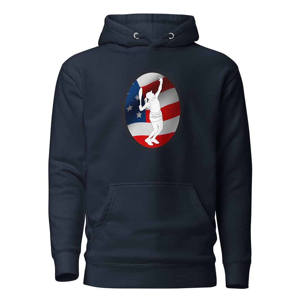 Thumbnail: Jessica Pegula Tennis US Flag Racquet Silhouette Unisex Hoodie