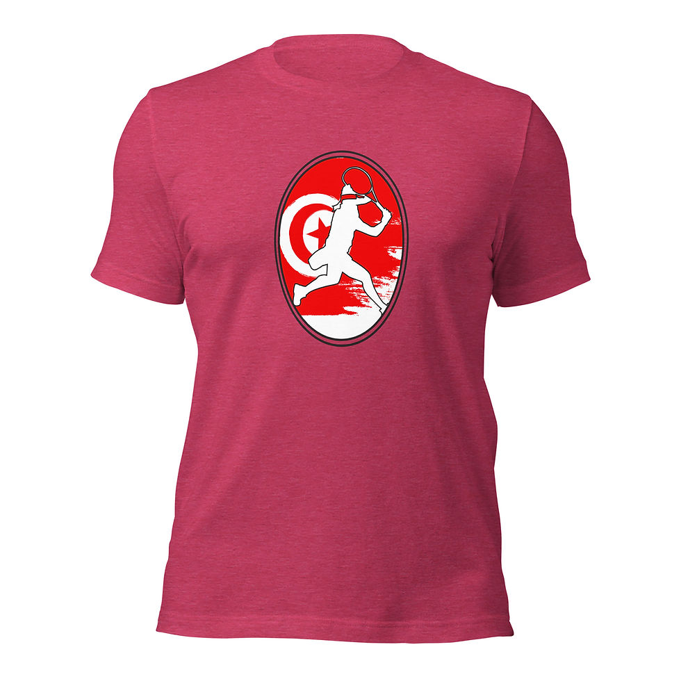 Thumbnail: Ons Jabeur Tennis Tunisia Flag Racquet Silhouette Cotton Short Sleeve Shirt