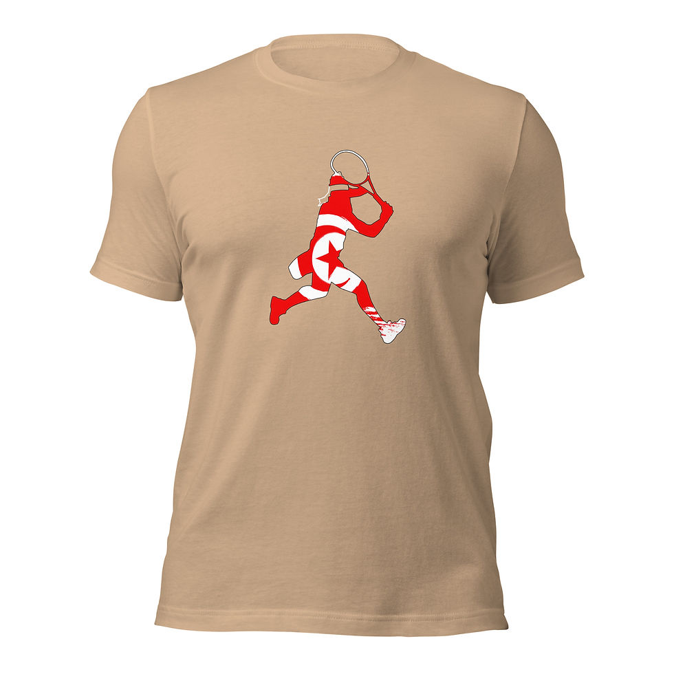 Thumbnail: Ons Jabeur Tennis Tunisia Flag Silhouette Unisex Cotton Short Sleeve Shirt