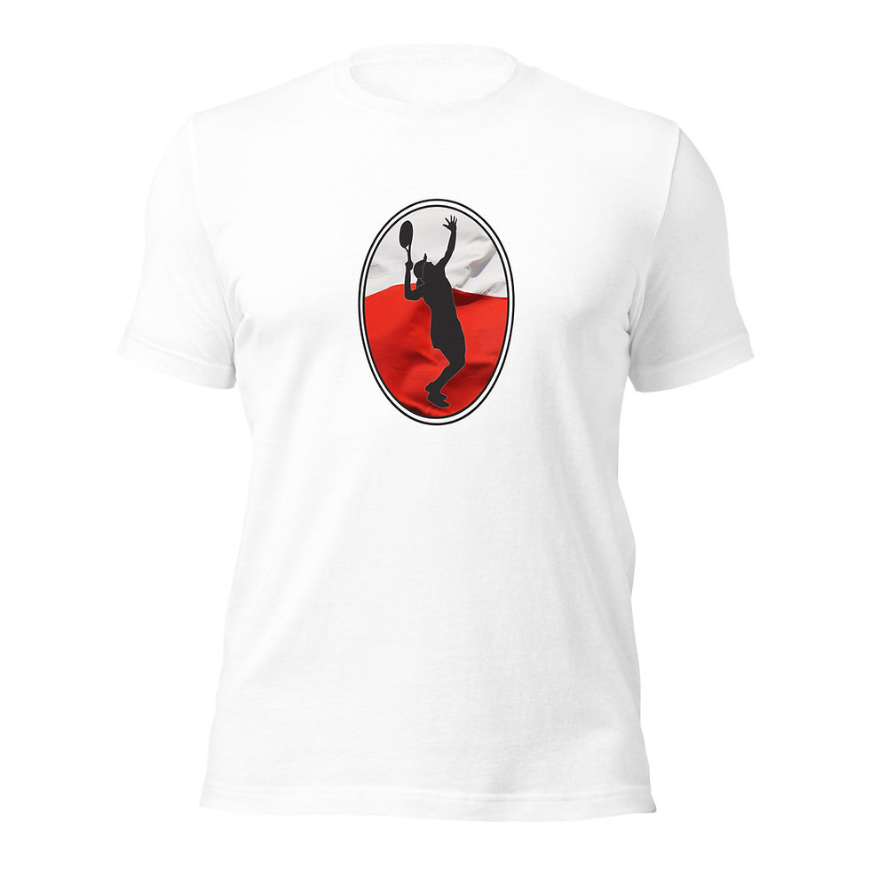 Thumbnail: Iga Swiatek Tennis Poland Flag Racquet Silhouette Cotton Short Sleeve Shirt
