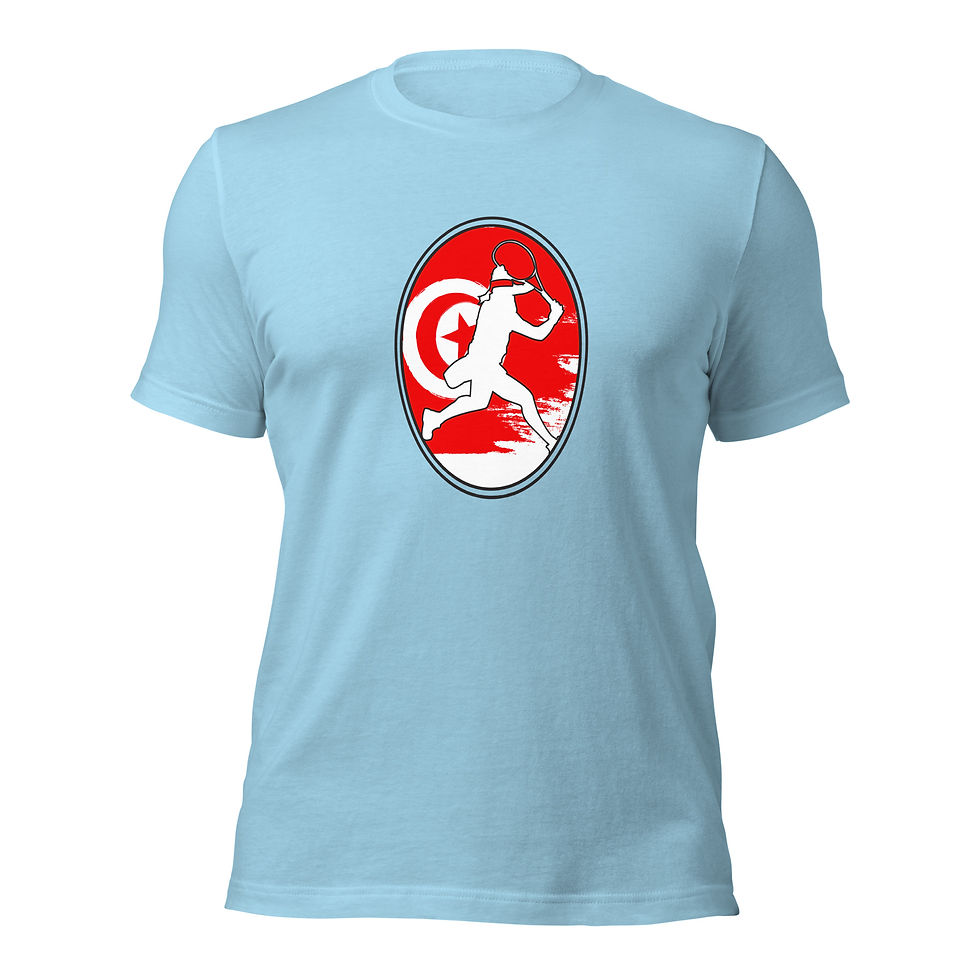 Thumbnail: Ons Jabeur Tennis Tunisia Flag Racquet Silhouette Cotton Short Sleeve Shirt