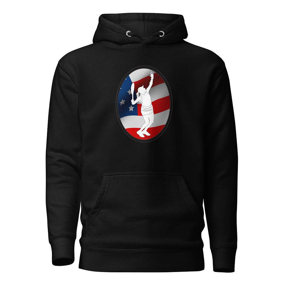 Thumbnail: Jessica Pegula Tennis US Flag Racquet Silhouette Unisex Hoodie