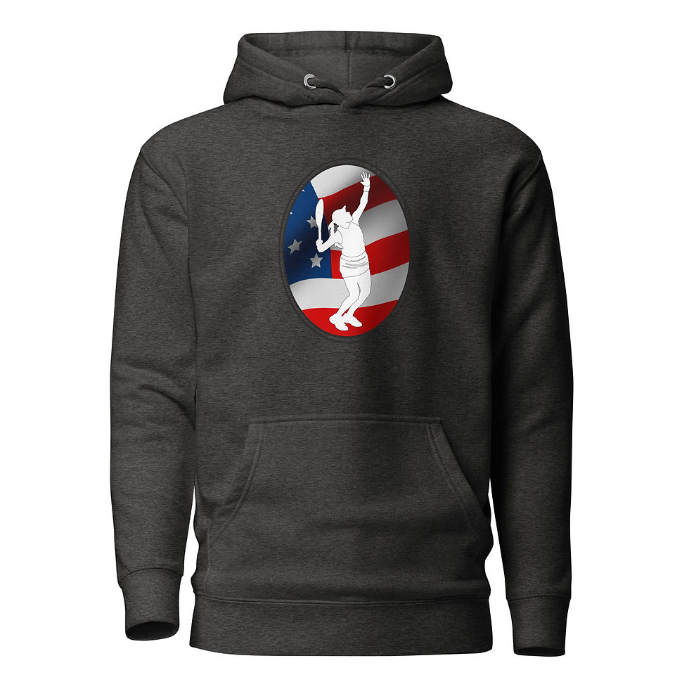 Thumbnail: Jessica Pegula Tennis US Flag Racquet Silhouette Unisex Hoodie