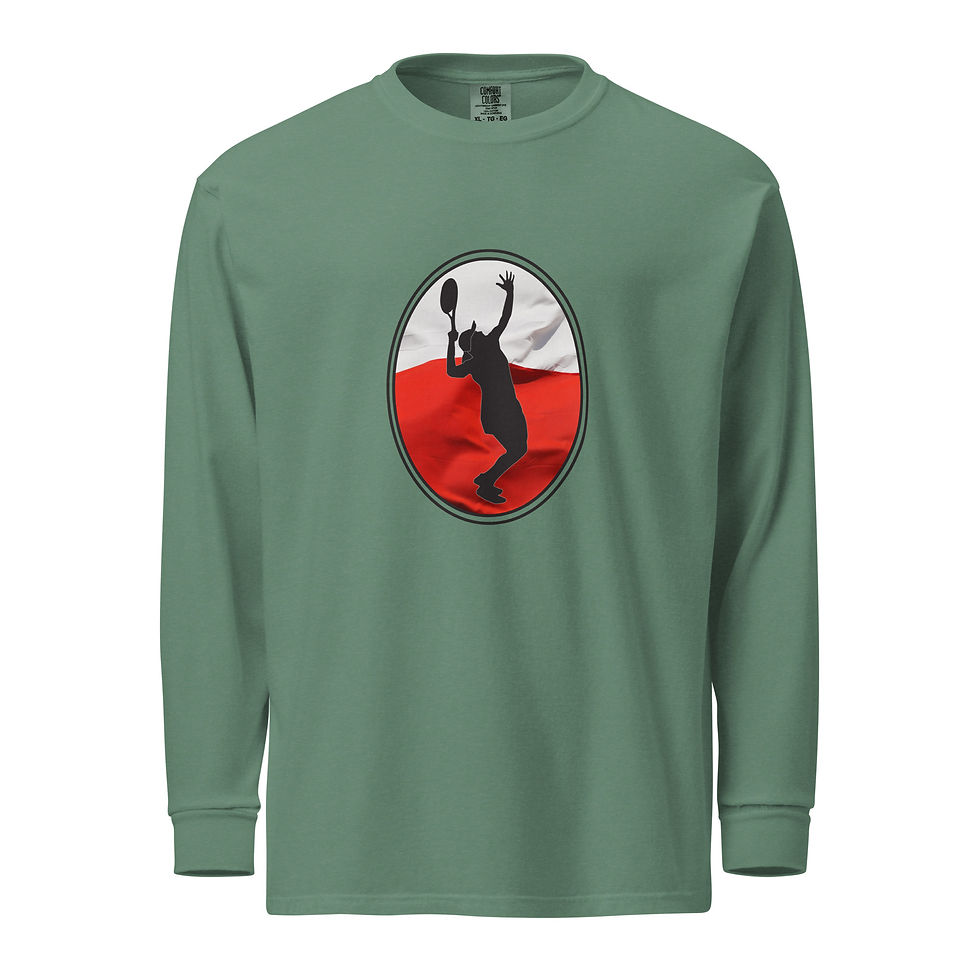 Thumbnail: Iga Swiatek Tennis Poland Flag Silhouette Heavyweight Long Sleeve Shirt