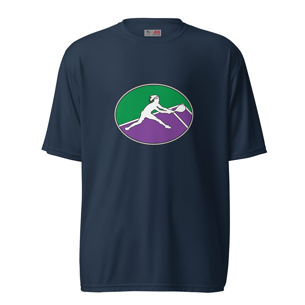 Thumbnail: Tennis Player Backhand Slide Hard Court Silhouette Performance Crew Neck T-shirt
