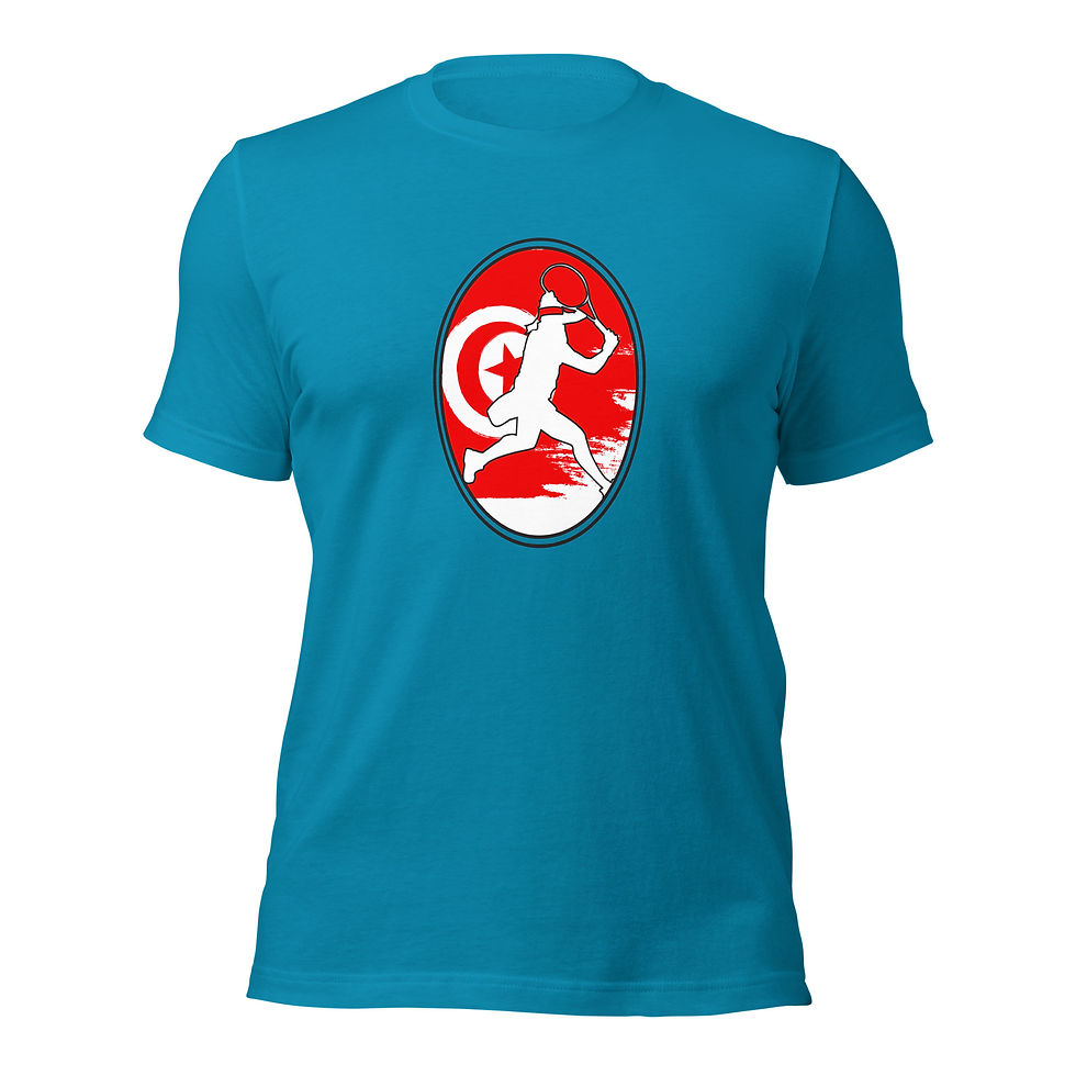 Thumbnail: Ons Jabeur Tennis Tunisia Flag Racquet Silhouette Cotton Short Sleeve Shirt