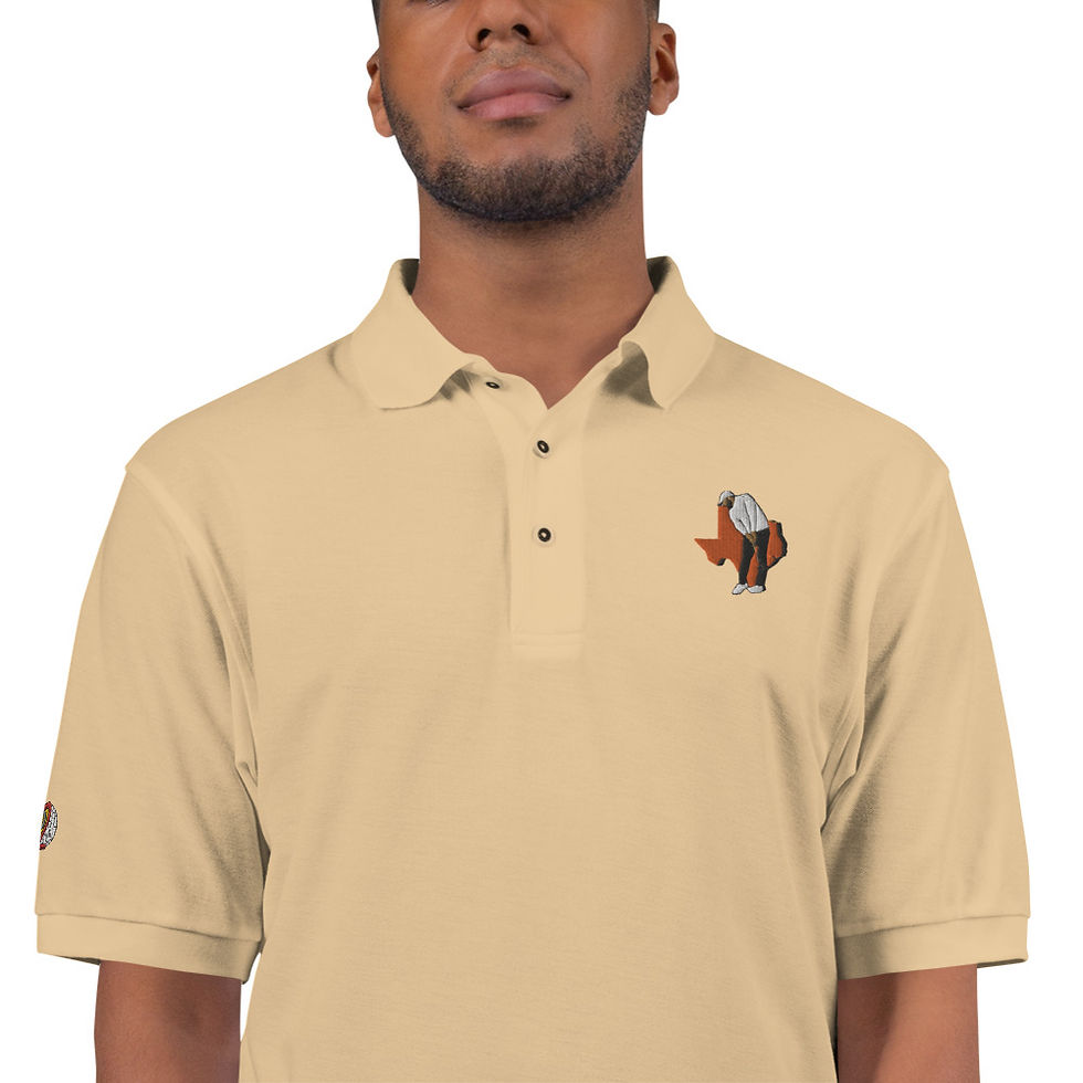 Thumbnail: Scottie Scheffler Golf Silhouette & Texas State Men's Premium Polo Shirt