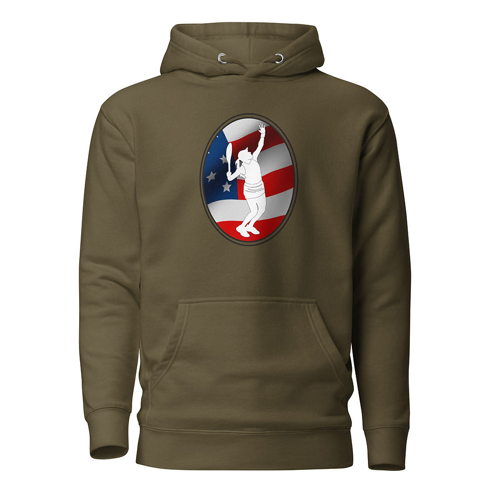 Thumbnail: Jessica Pegula Tennis US Flag Racquet Silhouette Unisex Hoodie