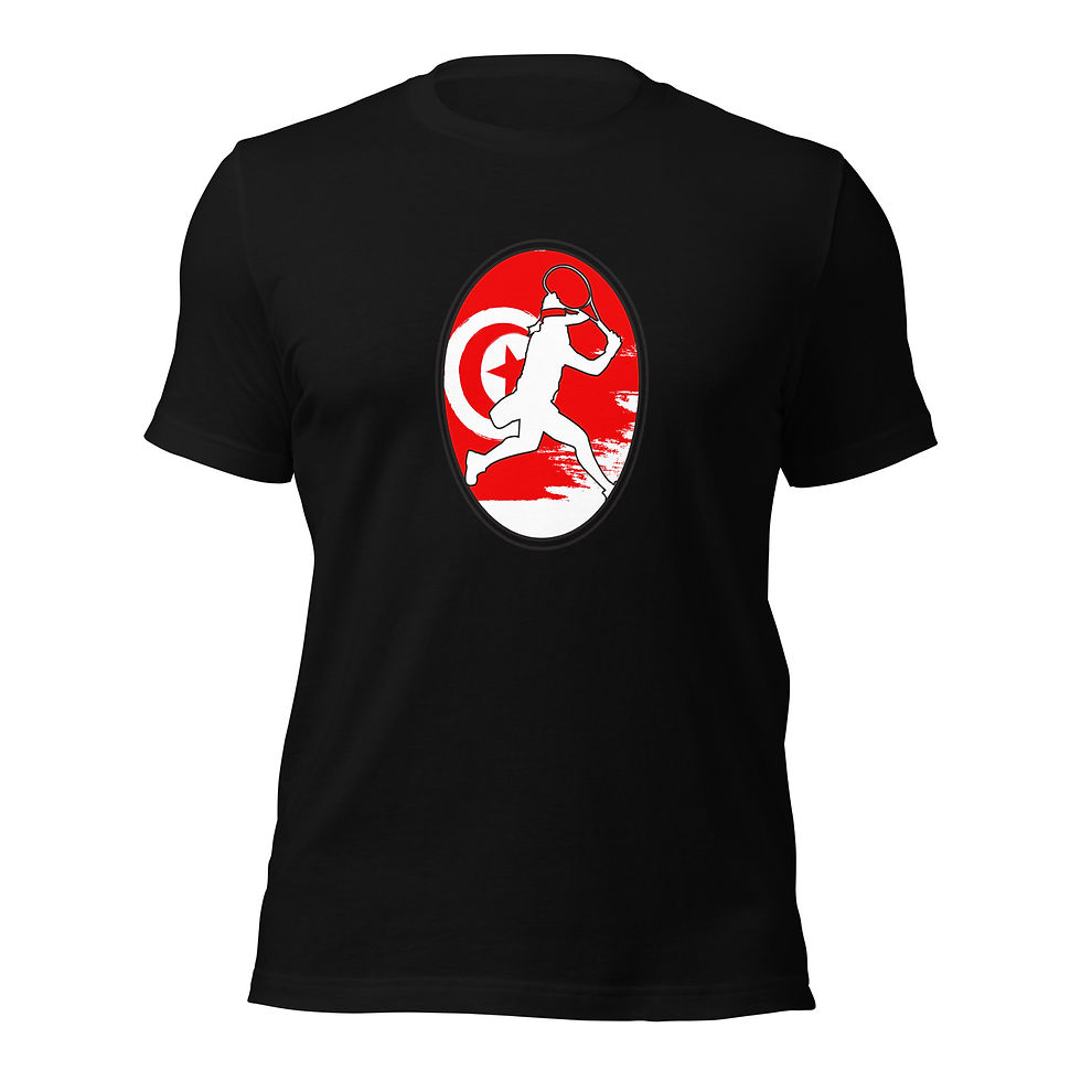 Thumbnail: Ons Jabeur Tennis Tunisia Flag Racquet Silhouette Cotton Short Sleeve Shirt