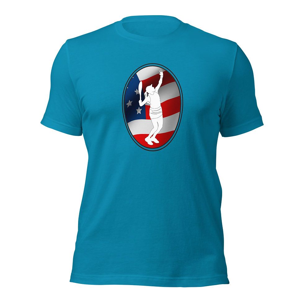 Thumbnail: Jessica Pegula Tennis US Flag Racquet Silhouette Cotton Short Sleeve Shirt
