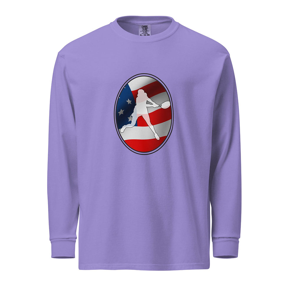 Thumbnail: Coco Gauff Tennis United States Flag Silhouette Heavyweight Long Sleeve Shirt