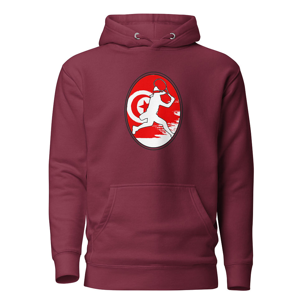 Thumbnail: Ons Jabeur Tennis Tunisia Flag Racquet Silhouette Unisex Hoodie