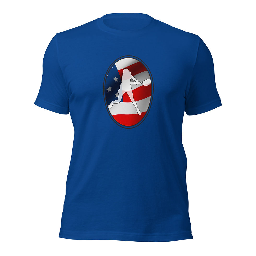 Thumbnail: Coco Gauff Tennis US Flag Racquet Silhouette Unisex Cotton Short Sleeve Shirt