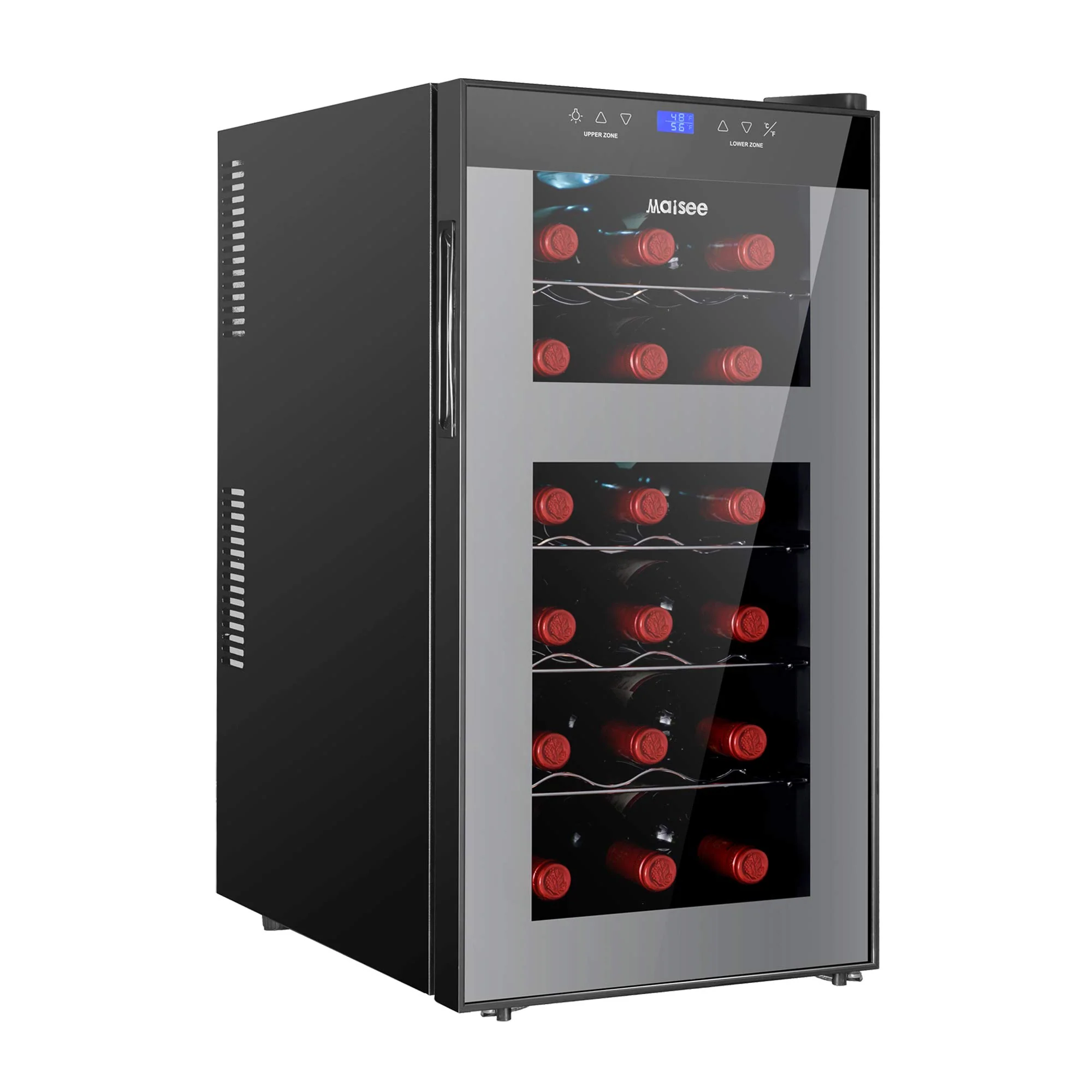 Maisee Dual Zone Wine Cooler Refrigerator Chiller Fridge Black