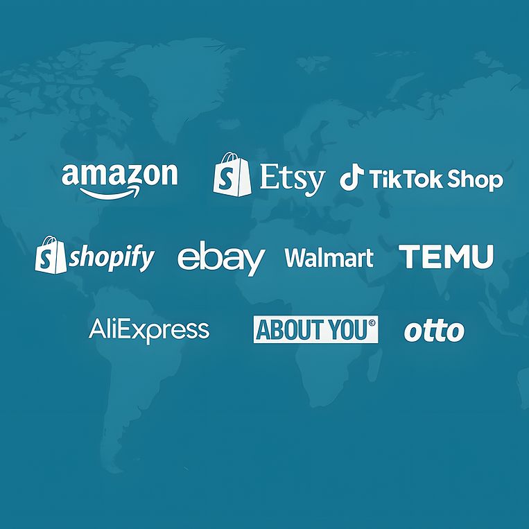 amazon etsy tiktok shop shoify ebay walmart temu otto ali express about you