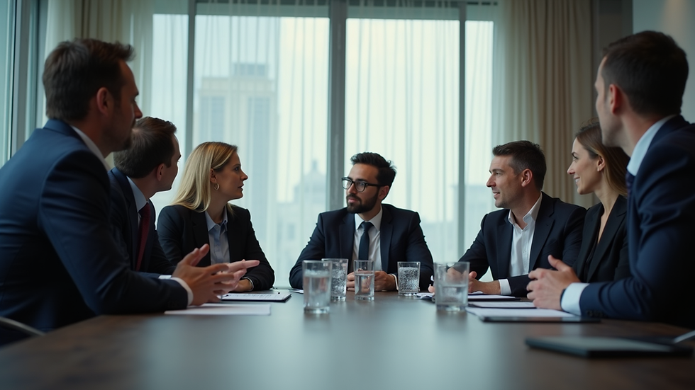 Eye-level view of a business meeting discussing export strategies