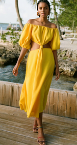 yellow knot front maxi dress