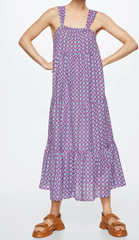 long patterned maxi dress in purple 