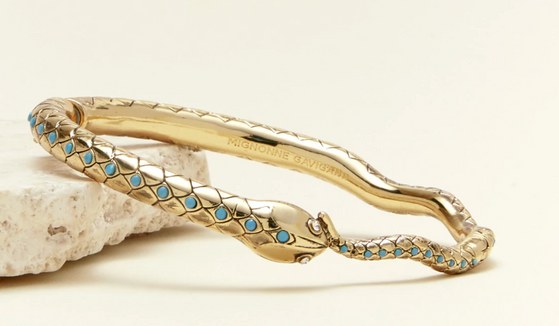 gold snake and turquoise bangle